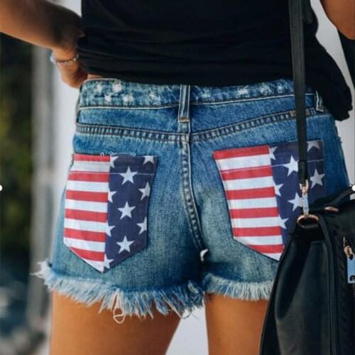 Stitching Female Shorts Printed Ripped Frayed Denim Shorts Trendy Women Summer Pants 3XL Distressed Jeans Shorts Lady Streetwear