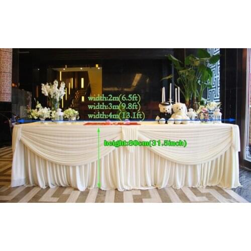 Wedding supplies White luxury Table Skirt With drape for Wedding Table Skirting Table cloth pleated