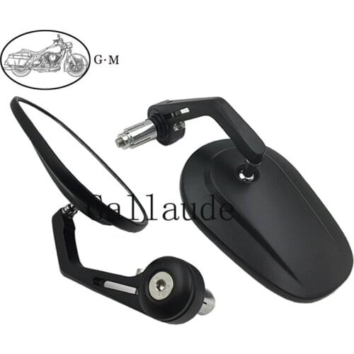 7/8" 22mm Handle Bar End Mirror Universal Motorcycle Scooters Aluminum Rear View Black Side Rearview Mirrors