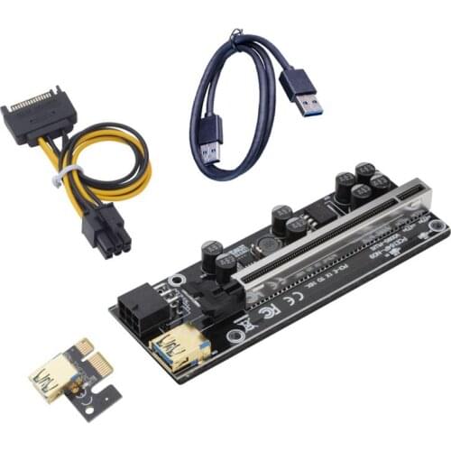 Ver009 Usb 3.0 Pci-E Riser Ver 009S Express 1X 4X 8X 16X Extender Riser Adapter Card Sata 6 Pin Power Cable For GPU Mining Miner