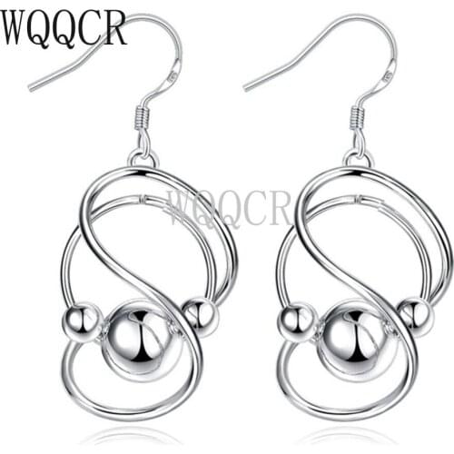 WQQCR Hot Sale 925 Silver Color Fashion 8 Word Hollow Carved Shape Sarring Jewelry Ladies Earring Earring Gift