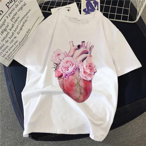 Fashion Organ Flower T Shirt Women Lovely Print Short Sleeved O-neck T-shirt White Tops Casual Short Camisetas Mujer_T-Shirt
