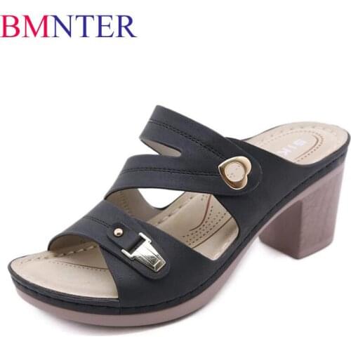 BMNTER New Summer Womens Slippers European and American style High Heels Comfortable Slippers Ladies sandals Zapatillas de muj