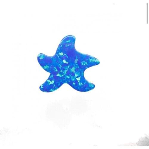 10pcs/lot OP05 Dark Blue 10X11mm Seastar Fire Opal Stone Synthetic Drilled Star Fish Opal Stone for Necklace