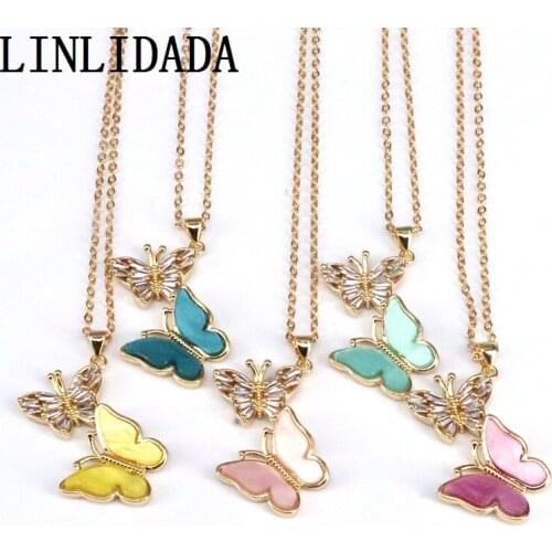 10Pcs New fashion Cubic Zirconia Acrylic butterfly pendant,popular Colorful Acrylic jewelry pendant Necklace Wedding Gift