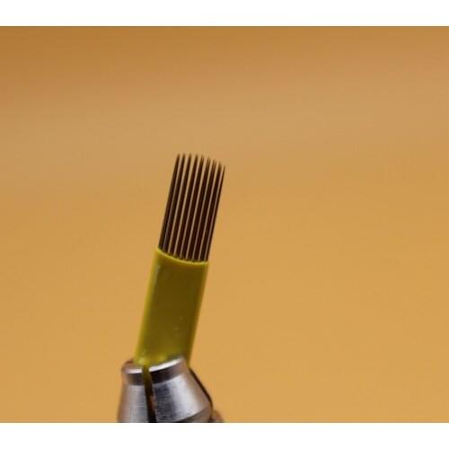 100pcs 15pin Double Line U Shape Eyebrow Microbalding Needle Shading Permanent Makeup Tattoo Blade For Eyebrow Microblading