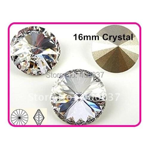 100pcs/Lot, Free Shipping! Color Clear/Crystal 16mm Rivoli Crystal Fancy Stones, Chinese Top Quality Crystal Rivoli