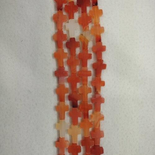 2016 Fashion natural red onyx stone cross charms beads For DIY necklace jewelry making 48pcs/lot wholesale free shipping