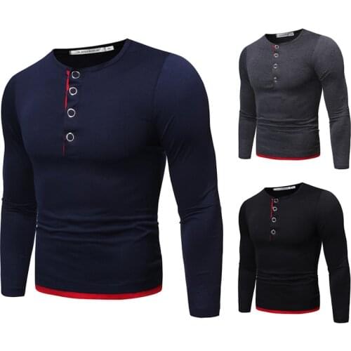 2021 Spring& Autumn New Arrivals Fake Two Round Neck Wild Plus Size Casual Wild Slim Men Long-sleeved T-shirt Tide Free Shipping