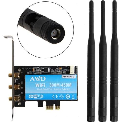 450Mbps Desktop PCIe Adapter for Atheros AR9380 AR5BXB112 Card Antenna Dual Band WiFi Wireless PCI-e Pci express