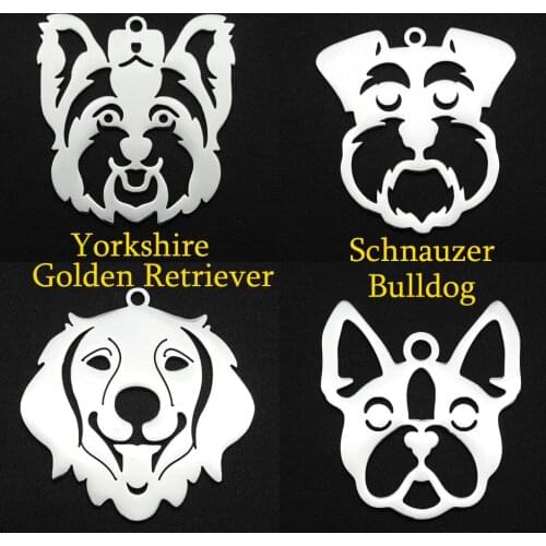 5pcs/lot 100% Stainless Steel 32mm Dog Yorkshire Bulldog Schnauzer DIY Charm Pendant Wholesale Finding Supplies Top Quality
