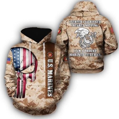 Tessffel America Military Marine Policeman Camo Pullover Soldier Army NewFashion Sweatshirt 3DPrint Casual Hoodies Men/Women D-2