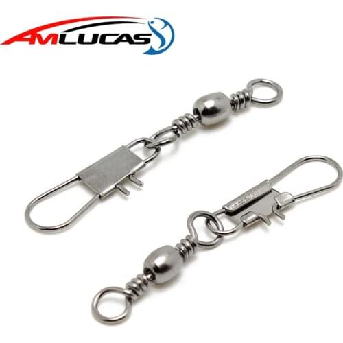 Amlucas 50pcs Stainless Steel Swivels Interlock Snap Fishing Tackle Connector copper swivel Accessories Size 2-12 WE292