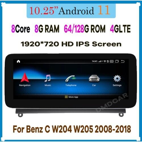 Android 10 8+64GB Car Radio Multimedia Player GPS Navigation for Mercedes Benz C-Class W204 W205 GLC X253 V Class W446 2008-2018