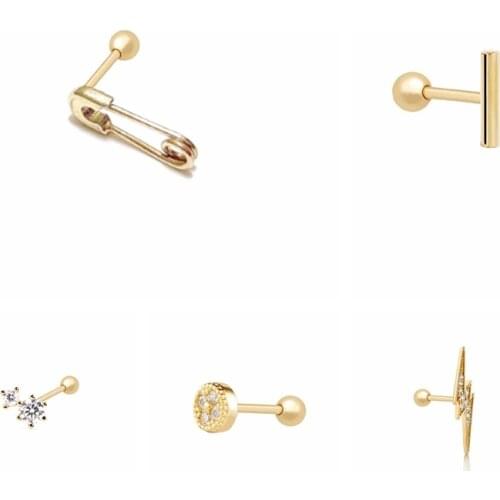 BOAKO Pendientes Plata 925 Earrings For Women 1Pcs Paper Clip Stud Earrings Cartilage Jewelry Ear Piercing Fine Gift Серьги#1.8