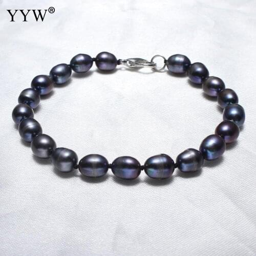 YYW High Quality 7-8mm AAA Natural Freshwater Pearl Bracelets for Women Wedding Jewelry Rice Pearls Lover Charm Gift 7.5inch