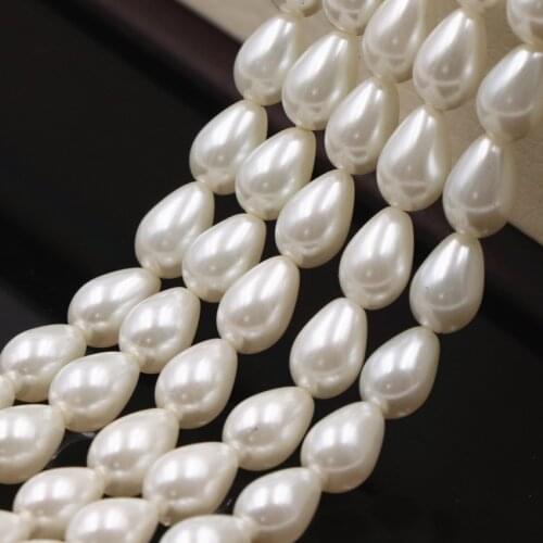Simulated Pearl Loose Beads for Jewelry Making Cream White Water Drop Glass Pearls Pear Shape DIY Necklace Bracelet 16inch A600