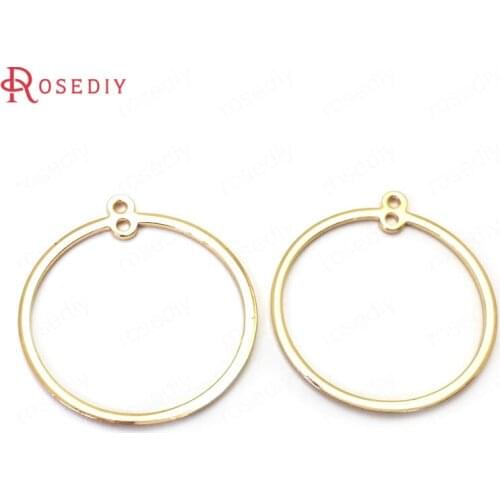 C926)20 pieces 27.5x25mm 24K Gold Color Brass Round Earring Connector Charms High Quality Diy Jewelry Findings Accessories