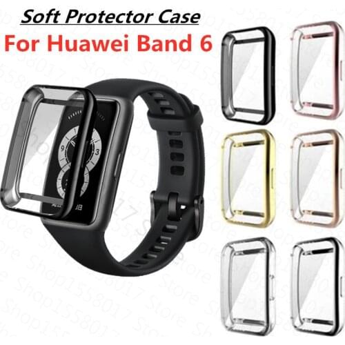 For Huawei Band 6 Watch Case Plating Soft TPU Protective Cover For Huawei Band 6 Full Screen Protector Cases Bumper Shell