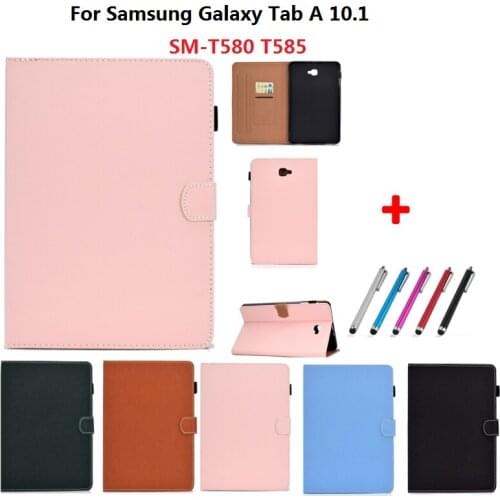For Funda Galaxy Tab T580 T585 SM-T580 10 1 Case PU Leather Tablet Case for Samsung Galaxy Tab A 6 A6 2016 10.1 inch Cover + Pen