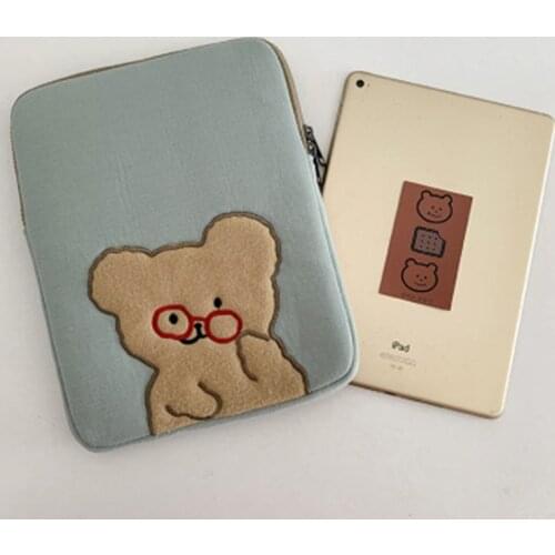 Green Bear Plush Tablet Mac iPad Pro 11 13 15inch Laptop Inner Bag Tablet Storage Bag Sleeve Bag Laptop Case For Macbook Air Pro