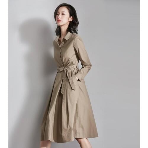 Heliar Office Lady Buttoned Up Dress Women Long Sleeve Elegant Pockets Dress With Belts 2020 Spring Summer OL Dress For Women