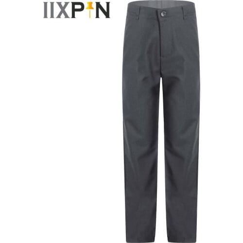 IIXPIN Kids School Uniform Clothes Big Boys Straight Pants Trouser Dress Pants Host Performance Costumes Childrens Long Pants