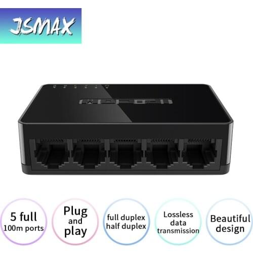 JSMAX JSF1005-S RJ45 Ports 10/100M ethernet switch 5 Ports Network Switch Plug And Play Support Full Duplex and Half Duplex
