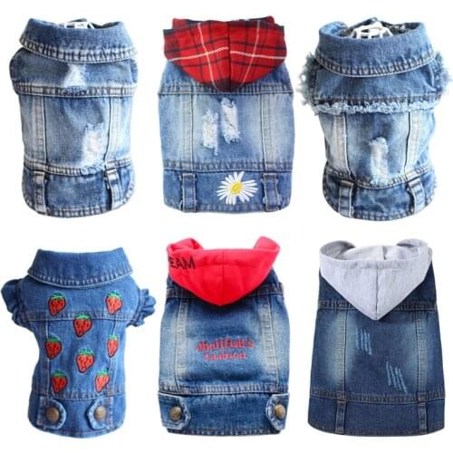 Cool Cowboy Vest Small Dog Clothes Classic Cat Dog Denim Jackets for French Bulldog Yorkshire Terrier Pug Clothing for Chihuahua