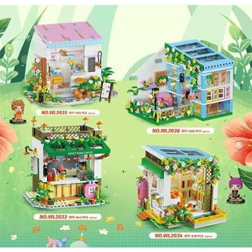 LOZ mini diamond building block city street view Fairytale town bricks Dessert house pastry shop studio florist toy for gift