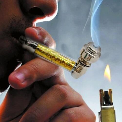 Mini Metal Smoke Pipes Smoking Pipe Herb Tobacco Pipes with Lid Random Color A1