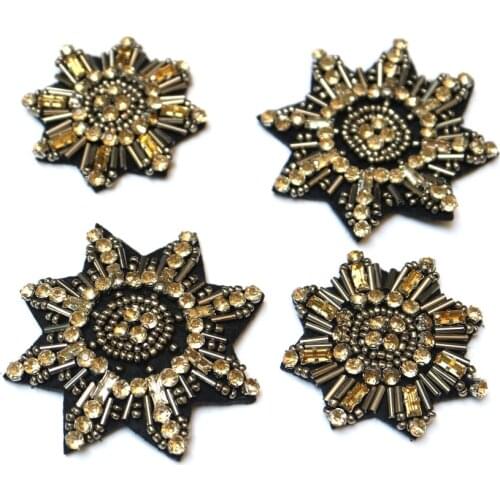 Fashion beaded appliques patches for clothing DIY sew on rhinestone patch star Embroidery parches bordados para ropa