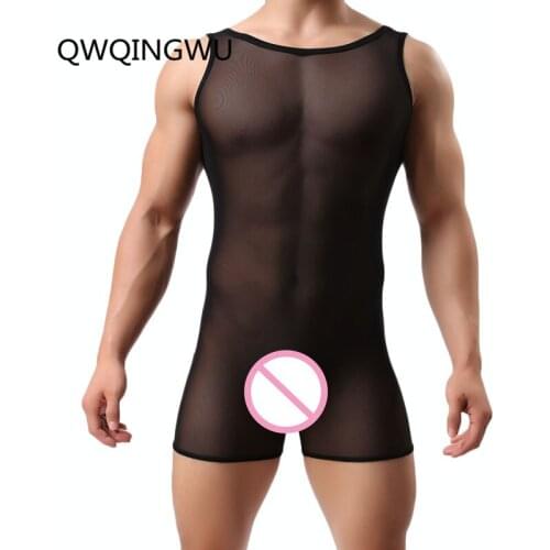 Men Undershirts Sexy Bodysuits Breathable Mesh Men Leotard Male Body Building Singlet Underwear Shapewear for Men Undershirts