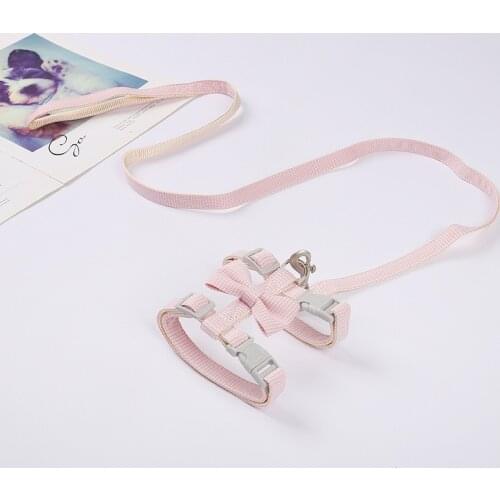 Polyester Cat Harness and Leash Set Adjustable Puppy Small Dog Cat Collar Harness Pet Leads Cotton Leash for Outdoor Walking
