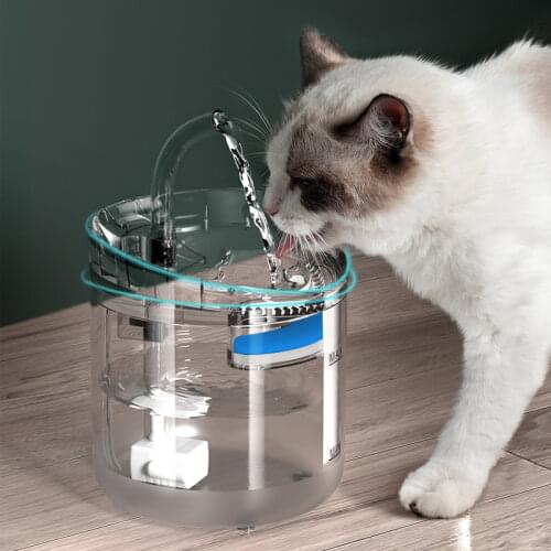 2L Automatic Cat Water Fountain With Faucet Dog Water Dispenser Transparent Drinker Pet Drinking Feeder 1 Filters Motion Sensor