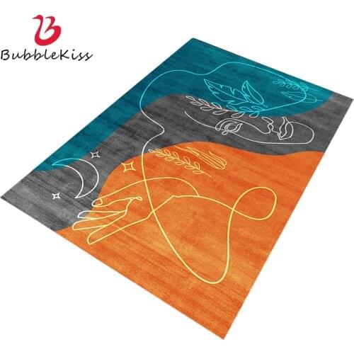 Bubble Kiss Nordic Carpets For Bedroom Orange Geometric Print Living Room Sofa Decor Rugs Large Size Home Anti Slip Floor Carpet