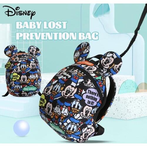Disney Cartoon Bags Backpack With Anti-loss Traction Rope Child Schoolbag Girl Boy Kids Storage Bag Antilost Wrist Link Backpack