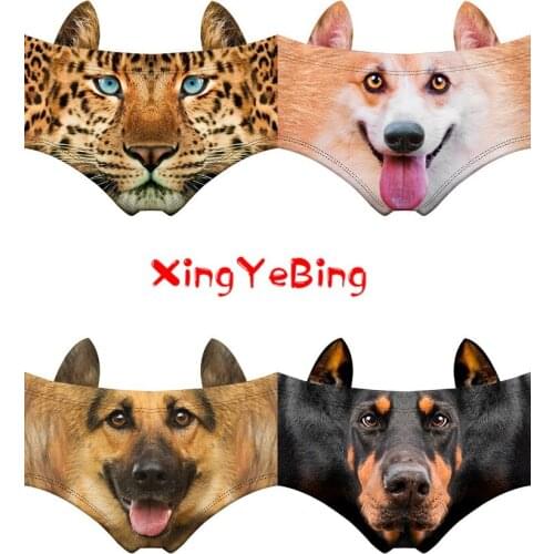 3D Sexy Animal Pet dog Leopard Hot Women Underwear Panties For Women Printed Panties For Women Cute Panties
