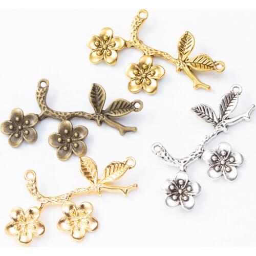 10pcs Branch Flower Leaf Charms for Jewelry Making DIY Connectors Necklace Pendants Bracelet Headwear Hair Accessories Pendants