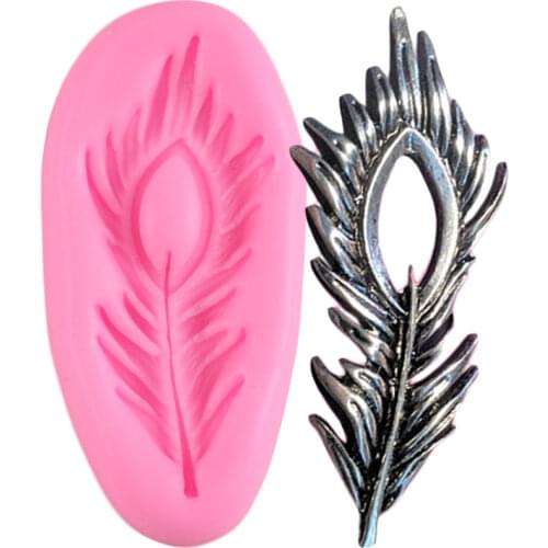 Peacock Feather Silicone Mold Fondant Cake Border Decorating Tools Cupcake Topper Mould Candy Clay Chocolate Gumpaste Moulds