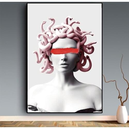 Sculpture of Medusa Canvas Painting Modern Posters and Prints Wall Graffiti Art Picture for Living Room Home Decoration