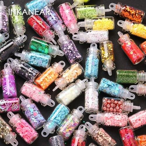 Mixed 48 Bottles/set Beads Sequins Glitter Assorted Resin Art Supplies 24 Pcs Large Gram New Jewelry Findings Resin Jewelry DIY