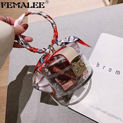 Fashion Summer Jelly Love Bear Print Tote Bag Women Transparent Clear Shoulder Crossbody Bag Round Metal Handle Handbag 2020 Sac