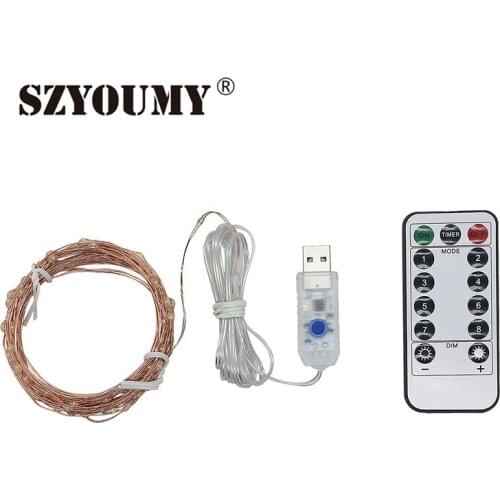 SZYOUMY USB Led String Light 10M 100 Leds Outdoor Indoor Copper Wire String Holiday Christmas Fairy Lights with Controller