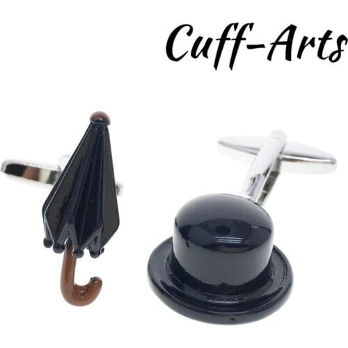 Cufflinks for Mens Bowler Hat & Umbrella Cufflinks Shirt Cufflinks Tie Clip Gifts for Men Mancuernas by Cuffarts C10225