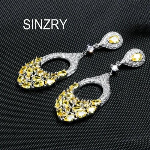 SINZRY NEW bridal jewelry cubic zirconia shinning bohemia stylish drop earrings female trendy dangle earring for women