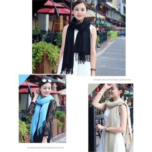 Womens solid color with tassels pure cashmere scarf ladies spring and autumn winter long scarf female shawl mens scarf