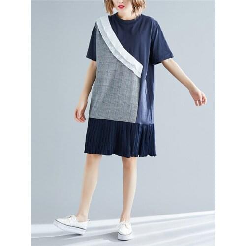 ASIYANGA Plus Size Chiffon Patchwork Dress For Women 2019 Summer Vintage Dresses Female Loose Casual Street Wear Party Dess