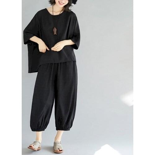 2021 Summer Womens Suits Plus Size Suit Fashionable Slimming Belly Reducing Age Oversized Tshirt Casual Trousers Two Piece Set