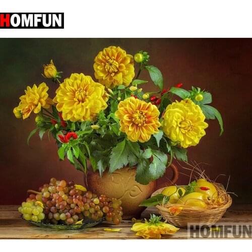 HOMFUN Full Square/Round Drill 5D DIY Diamond Painting "Flower grape" Embroidery Cross Stitch 5D Home Decor Gift A14531